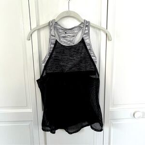 Zella Nordstrom Brand Girls Mesh Ultra Balance Racerback Tank Black + White XL